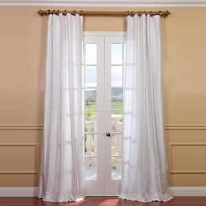 Lily White Room Darkening Textured Dupioni Silk Curtain - 50 in. W x 120 in. L