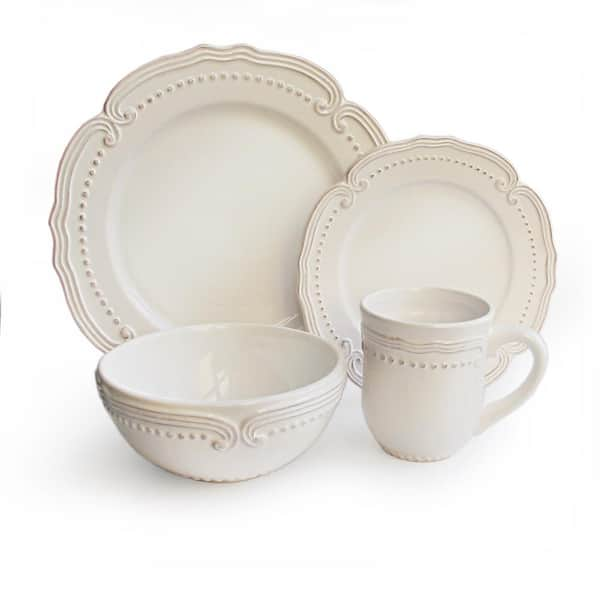 Essential Stoneware Dinnerware 16-Piece Set in Bone/Stone by Schoolhouse