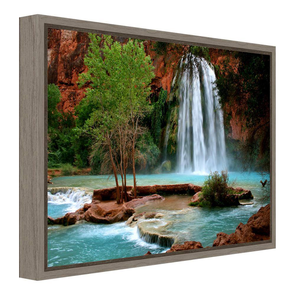 Havasu Falls Landscape Framed Canvas Wall Art in Gray