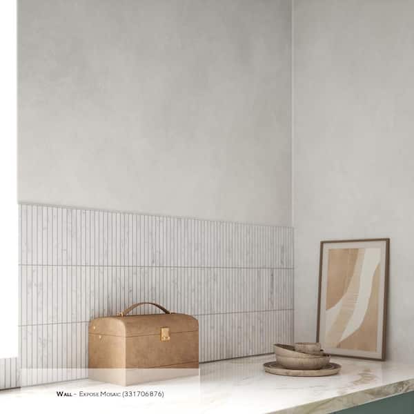 Expose Venato White 11.875 in. x 12 in. Fluted Honed Marble Wall Mosaic Tile (9.89 sq. ft./Case)