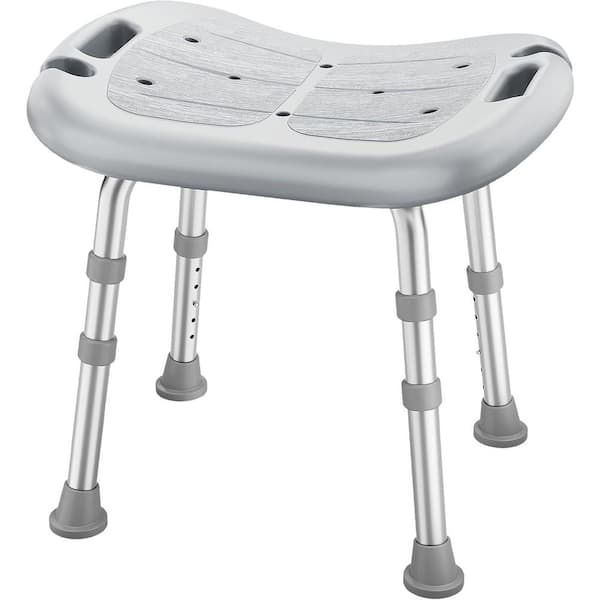 18 in. W Freestanding Adjustable Height, Non-Slip Feet Shower Seat in Gray Finish