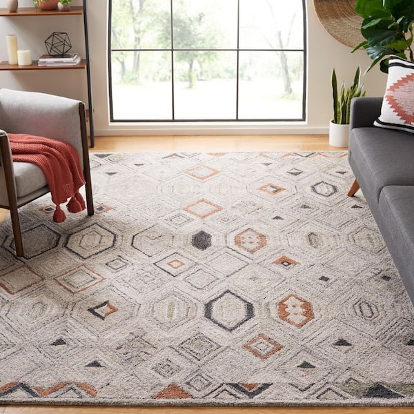 Marquee 8 ft. x 10 ft. Rust/Gray Abstract Hexagonal Area Rug