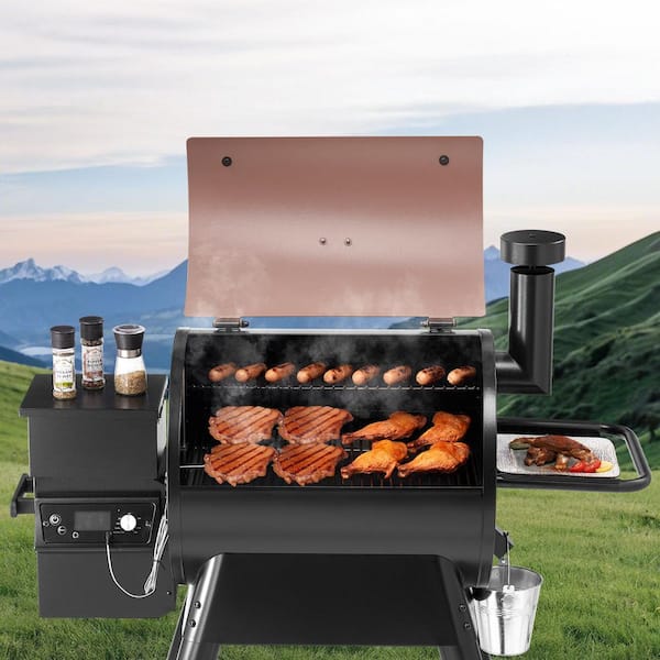 8-in-1 Smart Pellet Grill in Black with Controller, 575 sq. in. Cook Area, Max Temperature, Outdoor Wood