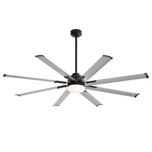 Windmill 6 ft. Indoor Black Ceiling Fan with Light, Integrated LED 8-Reversible Aluminum Blades and Remote Control