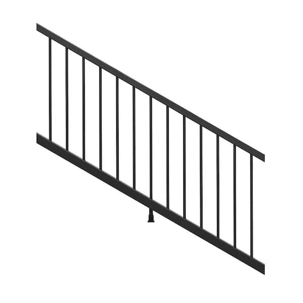 Enhance 6 ft. x 36 in. Charcoal Black Composite Rail with Black Round Aluminum Baluster Kit-Stair