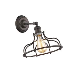 Chloe Lighting Jaxon Industrial-Style 1-Light 10 in. W Rubbed Bronze Indoor Wall Sconce
