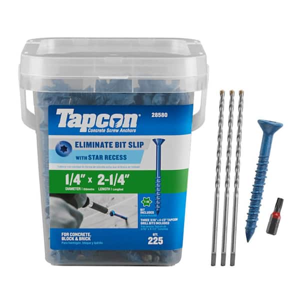 Tapcon 1/4 in. x 2-1/4 in. Star Flat-Head Concrete Anchors (225-Pack)