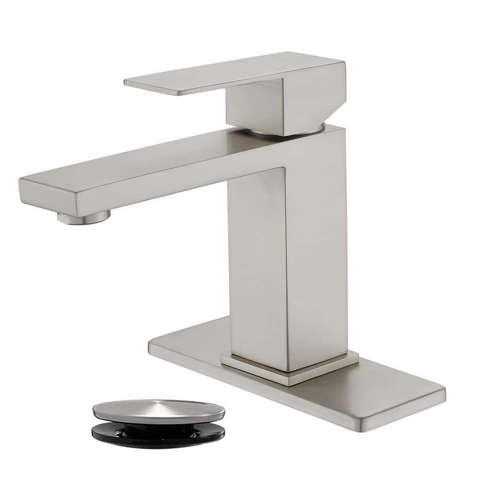 304 Stainless Steel Single Handle Single Hole Bathroom Faucet with Drain Kit Included in Nickel price history on PriceWatchPro