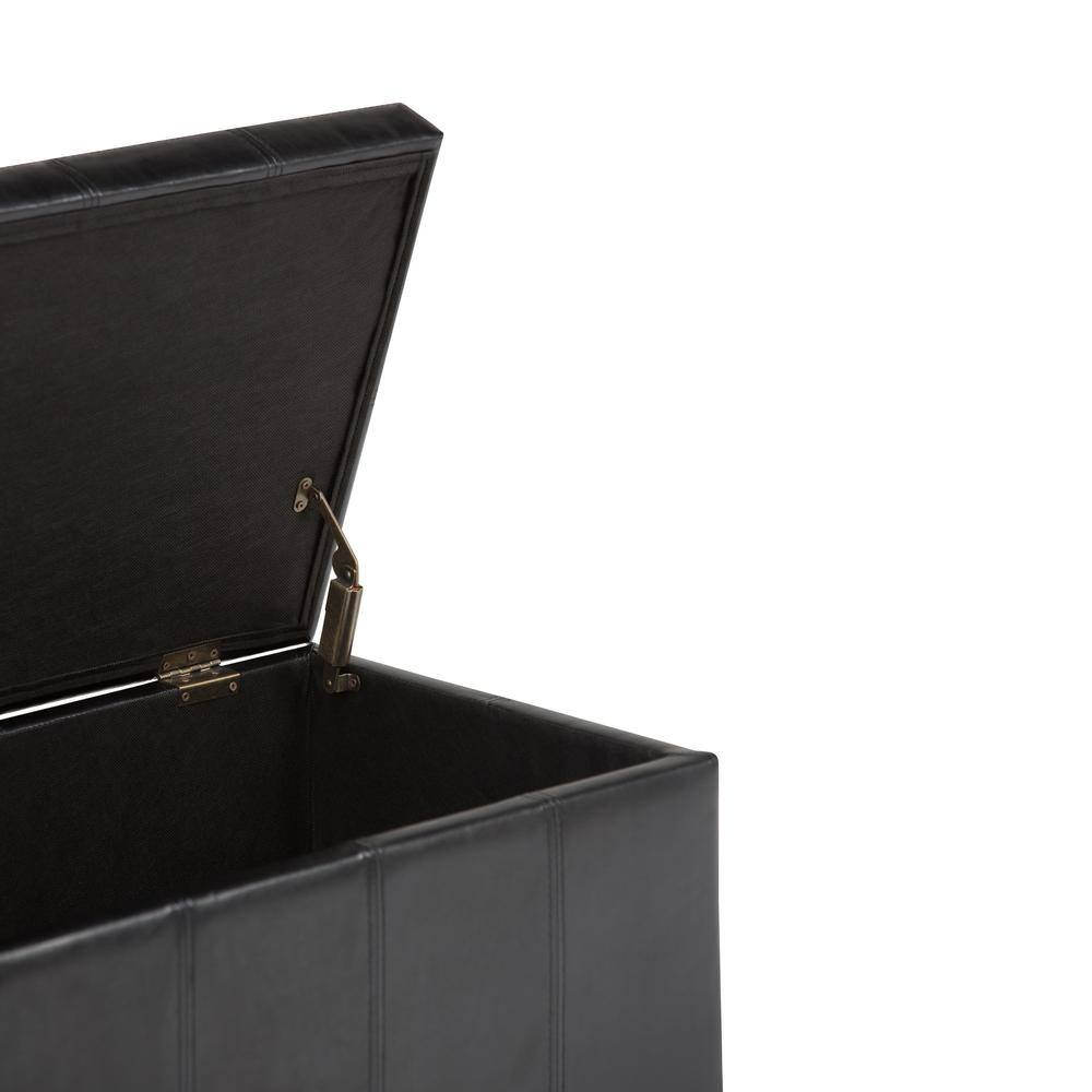 Midnight Black Traditional 33.5" Bench Ottoman with Stitched Top