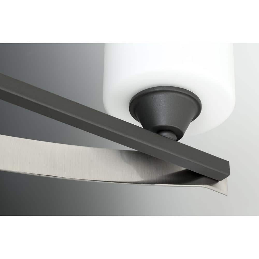Graphite and Brushed Nickel Modern Wall Sconce with Etched Glass Shade