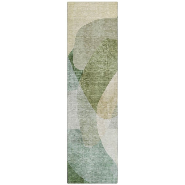 Chantille Machine Washable Indoor/Outdoor Abstract ACN2057 Aloe 2 ft. 3 in. x 7 ft. 6 in. Runner Rug