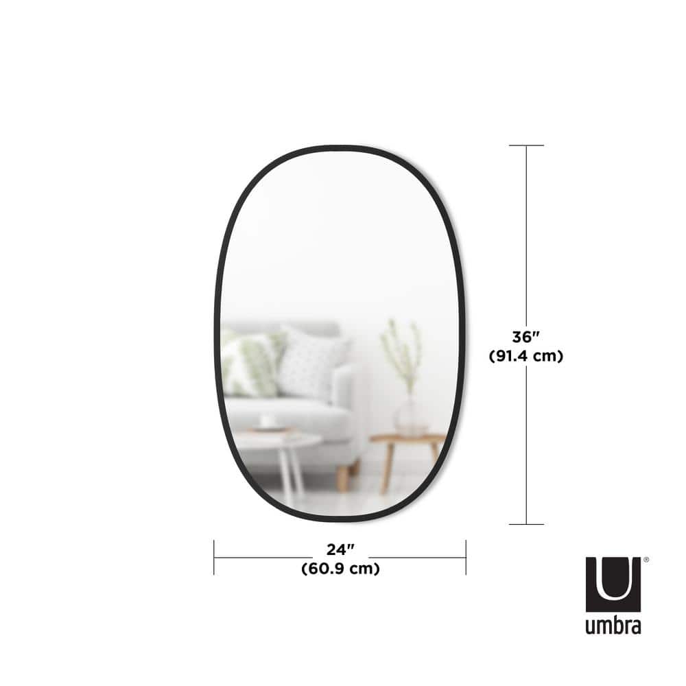 Modern Industrial Hub Oval Wall Mirror with Black Rubber Rim