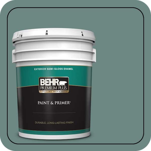 BEHR PREMIUM PLUS 5 gal. #480F-5 Marsh Creek Semi-Gloss Enamel Exterior Paint & Primer