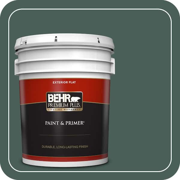 BEHR PREMIUM PLUS 5 gal. #ICC-86 New Hunter Flat Exterior Paint & Primer