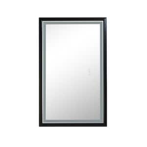 40 in. W x 24 in. H Rectangular Metal Framed Anti-Fog LED Light Explosion-Proof Wall Bathroom Vanity Mirror in Black