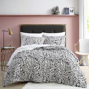 Water Leopard 2-Piece Beige Animal Print Reversible Plush Microfiber Twin Duvet Cover Set