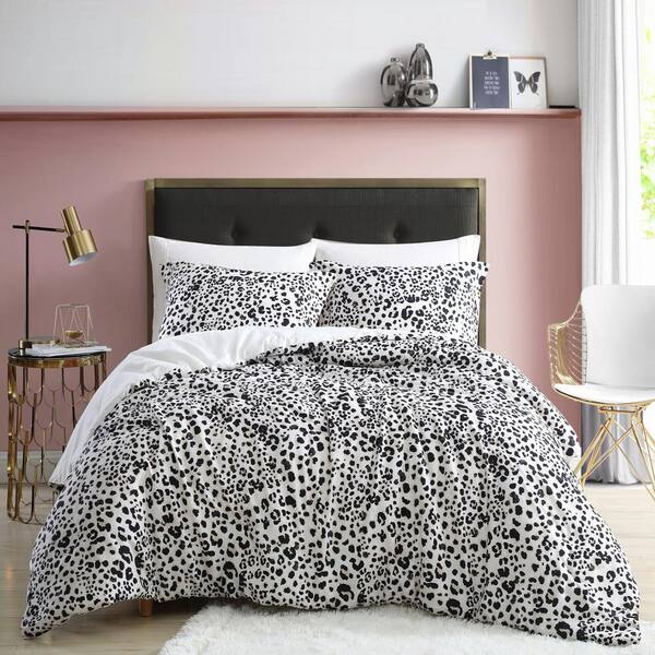 Betsey Johnson Water Leopard 3 Piece Beige Animal Print Reversible Plush Microfiber Full Queen Duvet Cover Set Ushsfn1168509 The Home Depot - Plush Duvet Cover Full