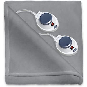 SoftHeat Low-Voltage Twin Micro-Fleece Grey Electric Throw Blanket