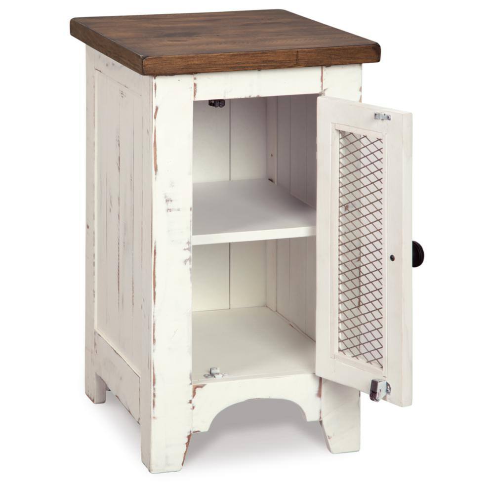 Modern Farmhouse Two-Tone Chairside Table with Storage