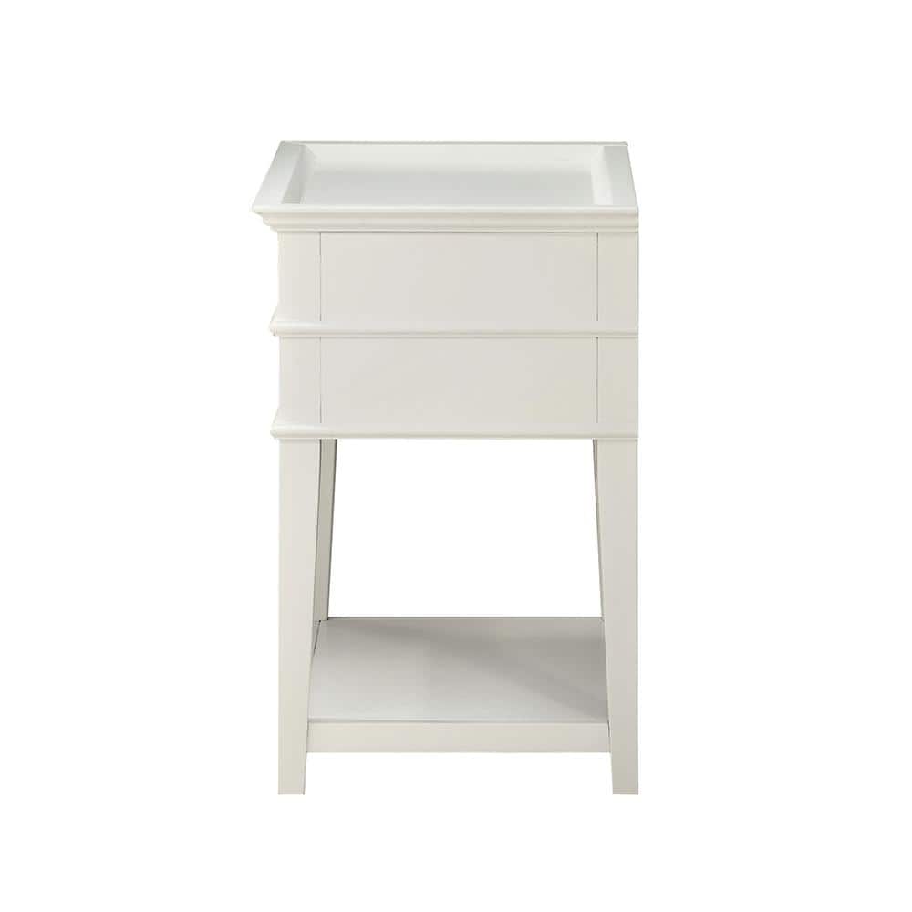 Clara Traditional White Wood Nightstand with Brushed Gold Hardware