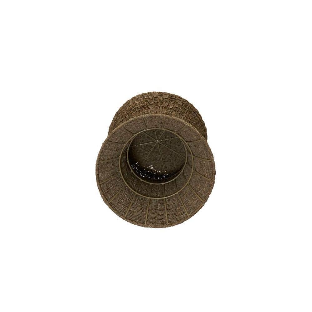 Handwoven Natural Seagrass Hourglass Wicker Stool, 18" Round