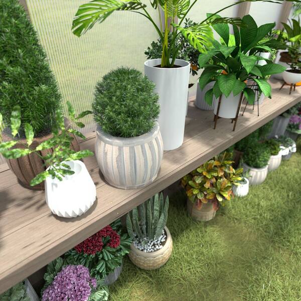 VEIKOUS 113.9 in. W Cedar Rectangular Floating Shelf Greenhouse