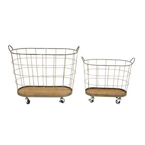 30-1/2 in. L Metal Rolling Laundry Baskets (Set of 2)