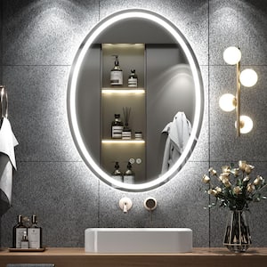 20 in. W. x 28 in. H Oval Frameless Backlit LED Anti-Fog Wall Bathroom Vanity Mirror in Tempered Glass