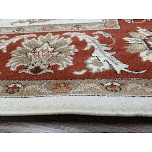 Como Ivory-Brick 3 ft. x 5 ft. Transitional Oriental Scroll Area Rug