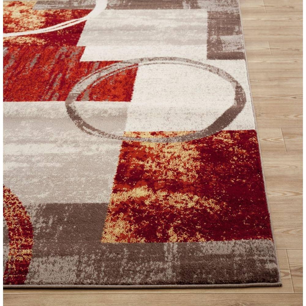 Contemporary Multi Abstract Rectangular Area Rug 8'8" x 12'