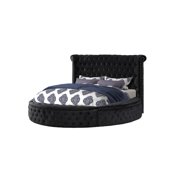 Best Master Furniture Isabella Black California King Tufted Round