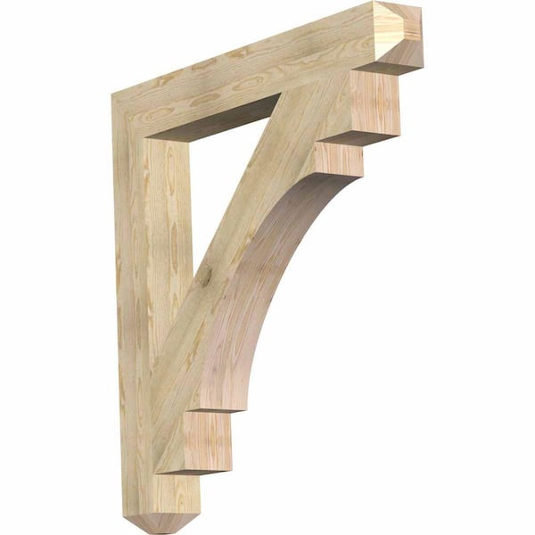 Ekena Millwork 6 in. x 48 in. x 48 in. Douglas Fir Merced Craftsman Rough Sawn Bracket