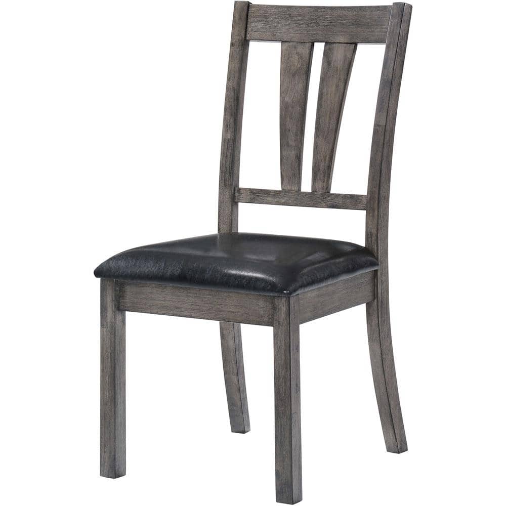 Rustic Gray Oak 8-Piece Dining Set with High-Back Chairs and Bench