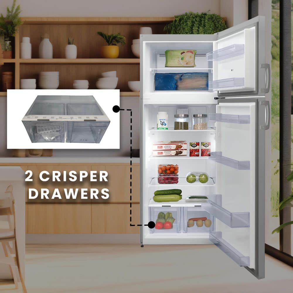 Equator Stainless Steel Energy Star Refrigerator-Freezer with Adjustable Shelves