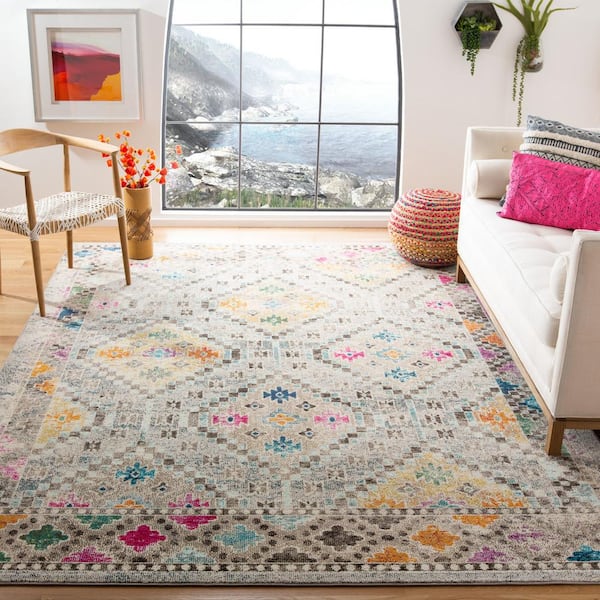 Madison Gray/Yellow 10 ft. x 14 ft. Geometric Medallion Area Rug