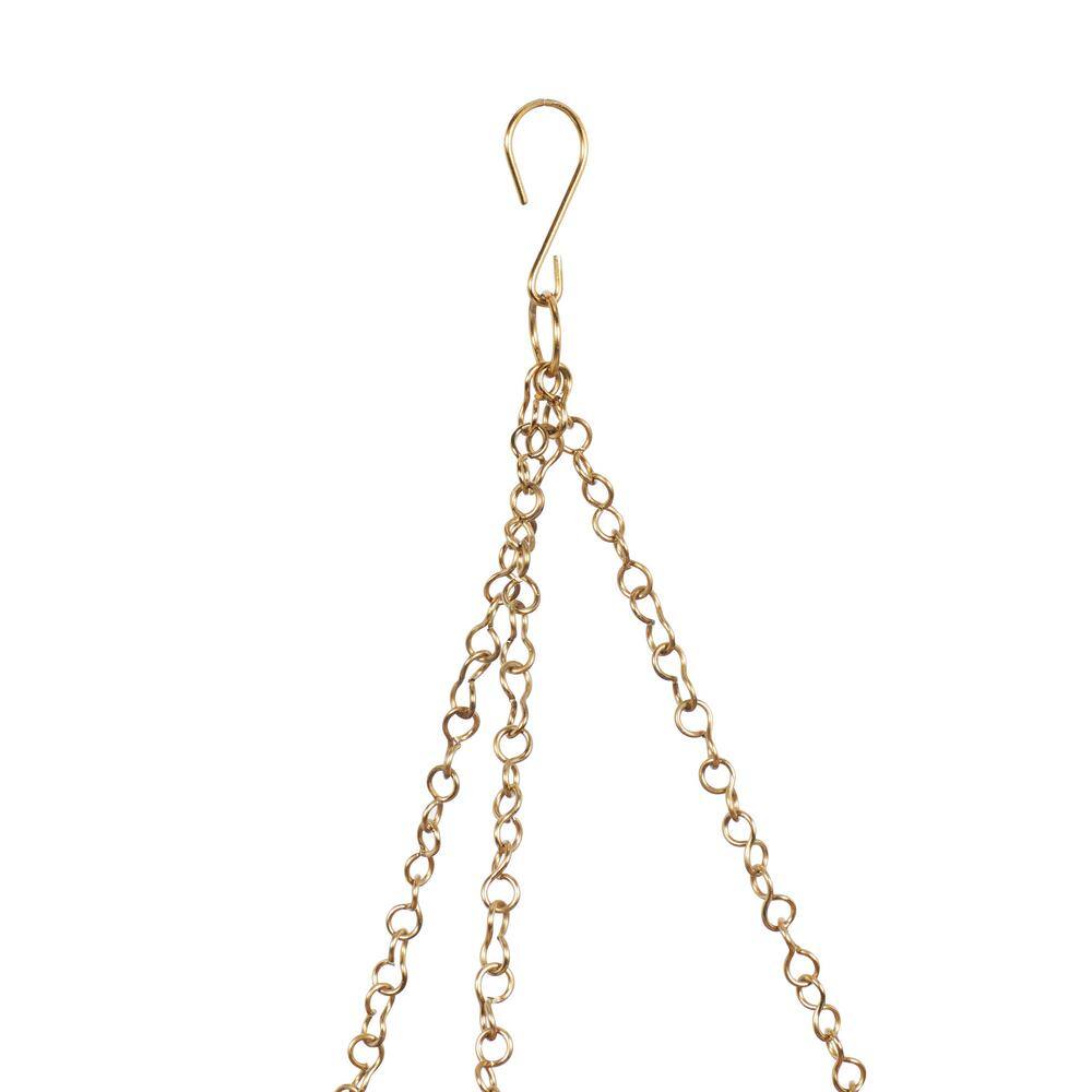 Gold Metal Indoor Outdoor Hanging Planters with Chains, Set of 2