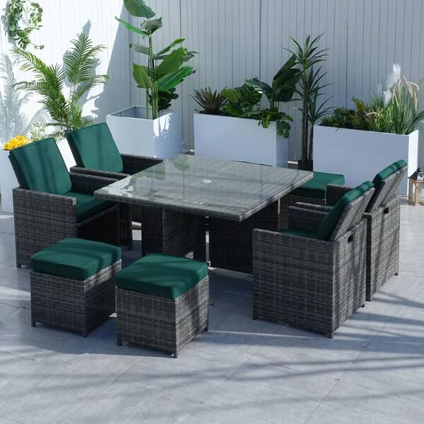 Dark grey rattan cube set hotsell