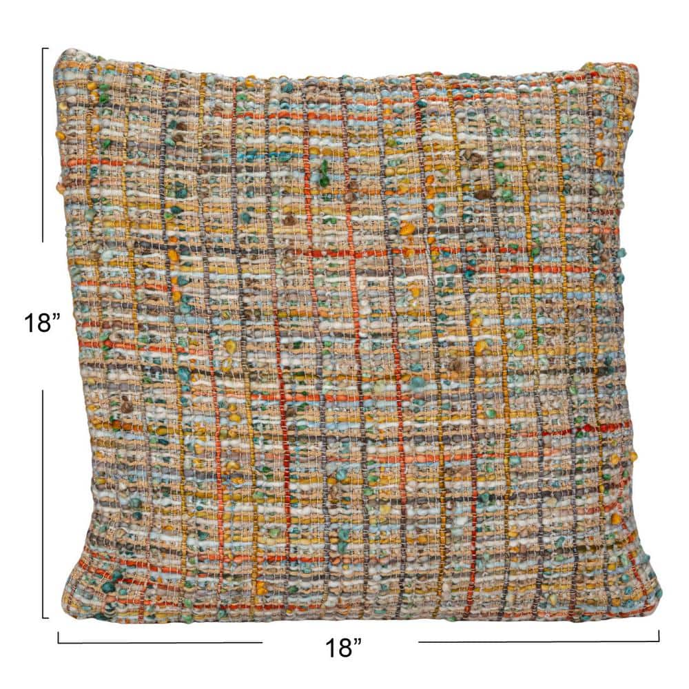 Multicolor Woven Acrylic Blend Bouclé Throw Pillow