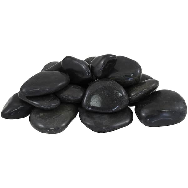 Rain Forest 0.4 cu. ft. 1 in. to 2 in., 30 lbs. Black Super Polished Pebbles