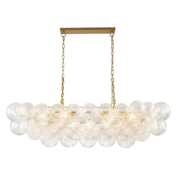 HUOKU Neuvy 8-Light 50.4 in. W Brass Chandelier with Swirled