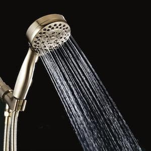 ACAD 5-Spray Patterns 1.8 GPM 3.5 in. Wall Mounted Handheld Shower Head with Hose in Brushed Gold