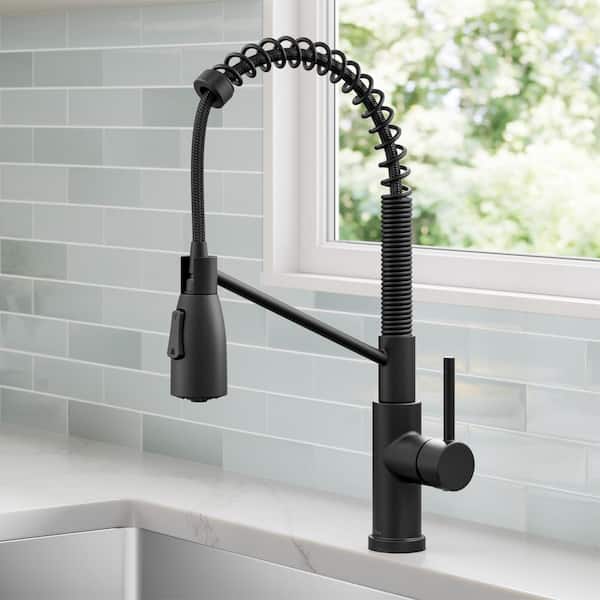 Coda Commercial Style 2-Function Single Handle Pull Down Sprayer Kitchen Faucet in Matte Black