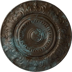 20-7/8" x 1-1/4" Biddix Urethane Ceiling Medallion (Fits Canopies upto 7-1/2"), Hand-Painted Bronze Blue Patina