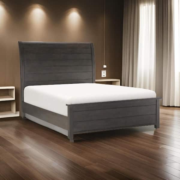 Benjara Bron Brown Wood Frame Queen Size Platform Bed