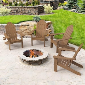 Phillida Brown Recycled HIPS Plastic Weather Resistant Reclining Outdoor Adirondack Chair Patio Fire Pit Chair(4pack)