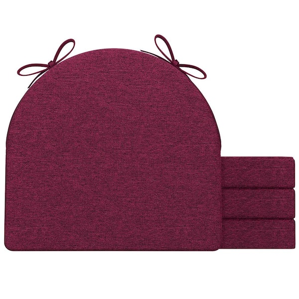 Unbranded 17 in. x 16 in. x 2 in. U-Shaped Indoor Chair Cushions Removable Cover Dining Chairs in Dark Wine Red (Set of 4)