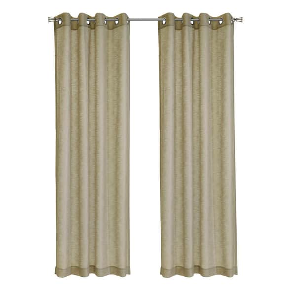 Habitat Boucle Tan Polyester Textured 52 in. W x 63 in. L Grommet Indoor Sheer Curtain (Single Panel)
