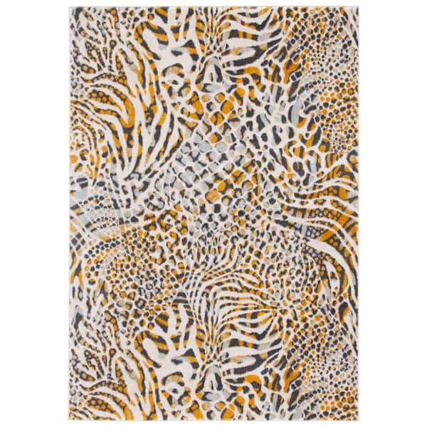 SAFAVIEH Amsterdam Beige/Gold Doormat 3 ft. x 5 ft. Animal Print Area Rug