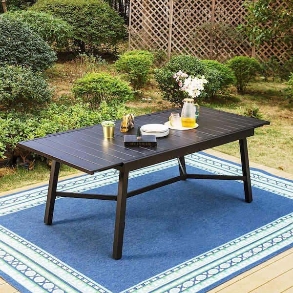 PHI VILLA 7-Piece Metal Outdoor Dining Set with Extensible