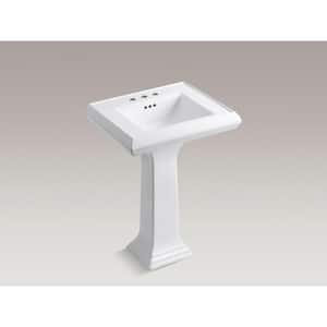 Memoirs Classic Ceramic Pedestal Combo Bathroom Sink in White with Overflow Drain
